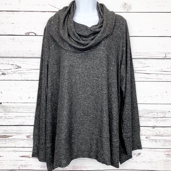 Cupio Tops - CUPIO black gray cowl neck tunic top NWT